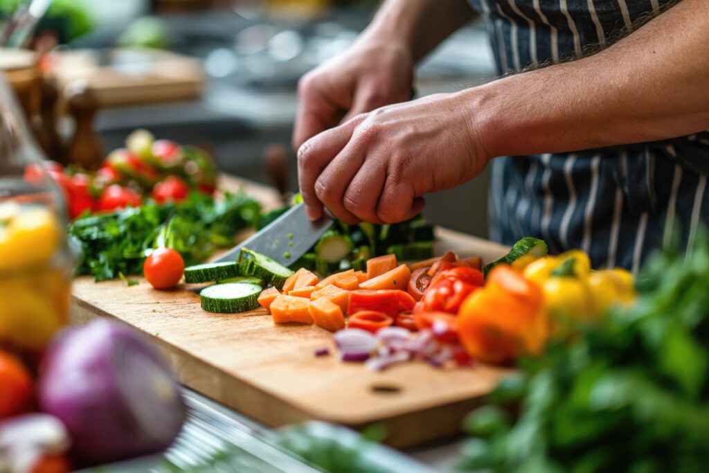 Vegetables being chopped as a form of processing